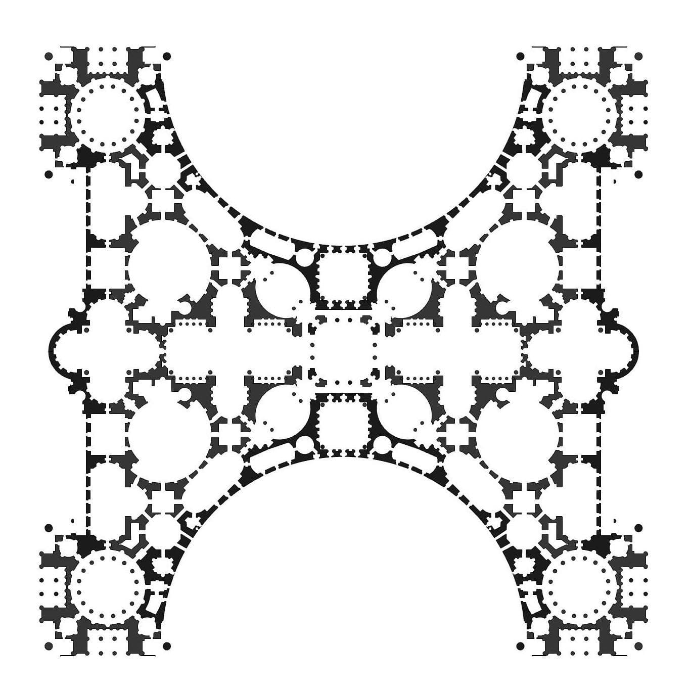 The floor plan parametrically remodeled for manipulation.