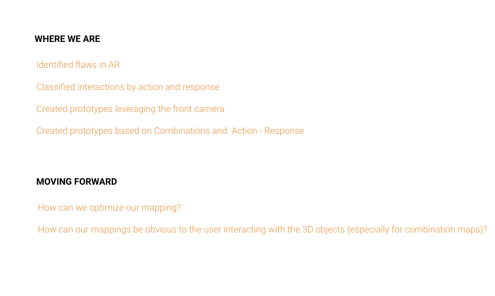Interface concept: gesture states and object feedback.