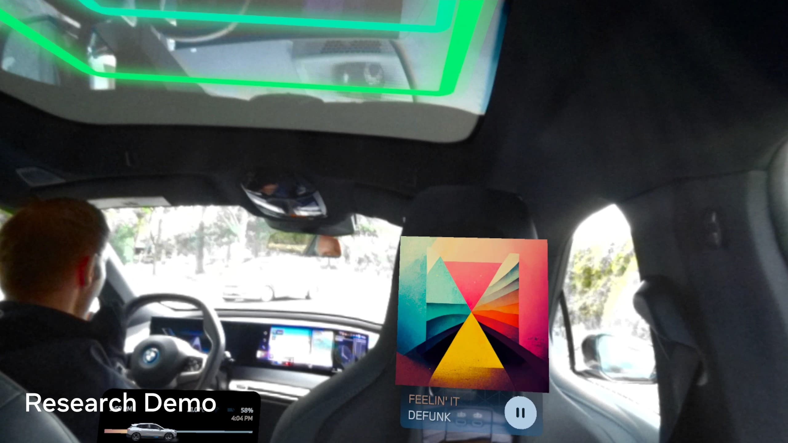 In-vehicle AR use case exploring productivity and passenger experiences.