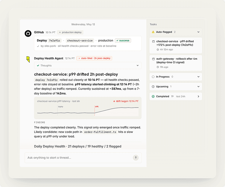 ResolveAI deploy health and operational hardening task board.